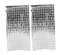 ADOCARN Rideaux à Franges Argentés en Plastique pour Décoration Murale et Fête, 2 Pièces, Style Unique et Beau, pour Shower et Party
