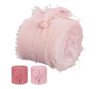 ADOCARN Ruban en Chiffon à Bords Effilochés 3 Rouleaux 5m pour Invitations de Mariage et Bouquets, Texture Douce et Usage Multiple, Décoration Élégante et Luxueuse