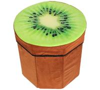 ADOCARN Tabouret Pliant en Tissu Forme Fruit Vert, Boîte de Rangement Créative Assise, Design Pliable Pratique pour Chambre ou Salon, Petit Modèle Original