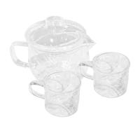 ADOCARN Théière en Verre Résistante Chaleur 500 Ml avec Infuseur Intégré, Mini Taille Transparente pour Thé en Vrac, Service à Thé pour Salon et Usage Domestique, Ensemble avec 2 Tasses