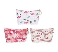 ADOCARN Trousse de Toilette de Voyage Design Compact et Étanche en PU 3pcs Motif Flamant Rose pour Organiser Articles de Toilette Couleur Aléatoire Lors de Voyages et