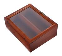 ADOCARN Vitrine en Bois Massif Vintage à 2 Niveaux Porte Rabattable en Acrylique Petite Armoire de Rangement Murale Bureau Multifonctionnelle pour Présentoir de Collection et