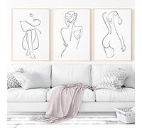 AdoDecor Dessin au trait Ensemble de tableaux muraux féminins, affiche minimaliste abstraite représentant un corps de femme, peintures sur toile pour décoration de chambre, sans cadre