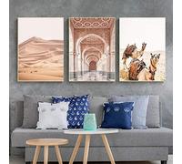 AdoDecor Impressions Sur Toile Poster Mural Paysage du désert de chameaux Affiche Decoration Murale Affiches et imprimés de porte du Maroc nordique Tableau Decoration Murale Chambre Salon(Sans cadre)