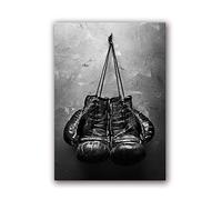 AdoDecor Tableau Affiche Decoration Murale, Gants de boxe vintage Poster Impression sur Toile, Deco Salon Chambre, Mur de boxe noir et blanc Tableaux, Posters et Arts Décoratifs (Sans cadre)