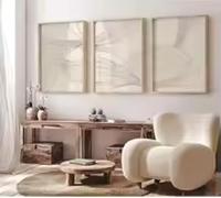 ADOHOME Abstract Wall Arts Beige Bohemian Canvas Mid-Century Piece Posters Geometric Line Printed oil Painting 20x30cmx3 Frameless