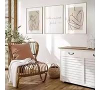 ADOHOME Beige Canvas One Line Drawing Couple Prints Modern Together Is Our Favourite Place To Be Unframed Wall Art 80x120cmx3 Frameless