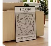 ADOHOME Geometry Abstract Kiss The Love Picasso Wall Art Aluminum Frame Prints Canvas Painting Poster Living Room Home Decor(60x80cm/InternalFrame)
