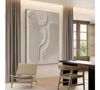 ADOHOME Large Beige Texture oil Painting Abstract Painting on Canvas Wabi Sabi Wall Art Beige Minimalist Wall Decor 60x90cm Frameless