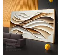 ADOHOME Minimalist Abstract Large Textured Waves Poster Print White Neutral Tones Wall Art Canvas Painting Home Decor 20x40cm Frameless