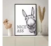 ADOHOME Nice Ass Quote Funny Sign Canvas Painting Vintage Donkey Poster and Prints Wall Art for Toilet Bathroom Decor Picture 50x70cm Frameless