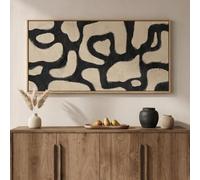 ADOHOME Tableau abstrait horizontal moderne, très grand format, sur toile noire et beige, pour la décoration de la salle à manger (65 x 130 cm, sans cadre).