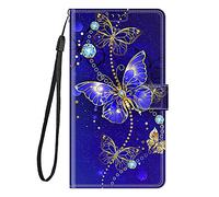 Adolasx Coque Compatible pour Motorola Moto E13 avec Cordon Clapet a Rabat Pochette Cuir Silicone Motif Drôle Animal Magnetique Antichoc Étui PU Case Cover Portefeuille Femme Fille Homme - Bleu