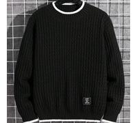 adolecent Boy blocs de couleurs Textured Jacquard lettre Knit Sweater, Convient pour l'hiver, les voyages et l'école 8Y,9Y,10Y,11Y,12YUnicolorePolyester