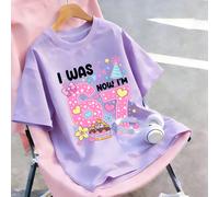 adolecent Girl "J'AVAIS 6 ANS, MAINTENANT J'AI 7 ANS" Élément d'impression créatif pour anniversaire 6-7 ans, convient comme vêtement cadeau d'anniversaire pour filles, adapté pour les activités, le p
