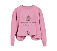 Adolescentes Filles Vêtements Hiver Couleur Unie Sweat à Capuche pour Femme avec Lettre Anglaise "Bumpin Around The Christmas Tree" Imprimé Manches Longues Décontracté Épaules Dénudées Pull Femme 52
