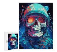 Adolescents 500 pièces puzzle crâne spatial casque illustration puzzle pour adultes jeux amusants cadeaux de décoration parfaits pour les amis et la famille 500 pièces