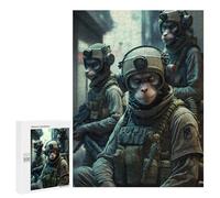 Adolescents 500 puzzle Monkey Soldiers en Action Puzzle adulte drôle jeux parfaits pour les amis et la famille, 500 pièces