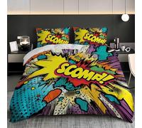 Adolescents Enfants Housse de Couette 3 Pièces 200x200 cm ModèLe De Style Bande DessinéE Microfibre Entretien Facile Infroissable Coloré Parure de lit Apporter 2 Taie d'oreiller 65x65 cm