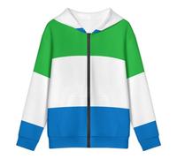 Adolescents Garçons Sweat À Capuche Zippé Sweat Imprimé Sierra Leone Drapeau National Patriotique Tissu Léger Décontracté Sweat Zippé Confortable Sport École Voyage Loisirs
