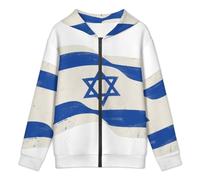 Adolescents Sweat À Capuche Zippé Imprimé Israël Drapeau National Sweat Léger Décontracté Style Patriotique Tissu Doux Extensible Confortable Garçons Printemps Automne