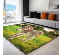 Adolescents Tapis Moderne Photographie Haute Définition Prairie Âne, Tapis Antidérapant À Poils Courts Poil Ras Pour Salon, Canapé, Chambre D'Enfant - Pour L'Intérieur & L'Extérieur 140 X 200 Cm Vert