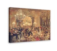 Adolph Menzel - The Dinner at The Ball 1878 - Impression sur toile pour fête de bal et décoration murale moderne pour chambre à coucher familiale, cadre 50,8 x 76,2 cm