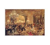Adolph Menzel - The Dinner at The Ball 1878 - Poster sur toile pour fête de bal et décoration murale moderne pour chambre à coucher familiale, sans cadre, 61 x 91,4 cm