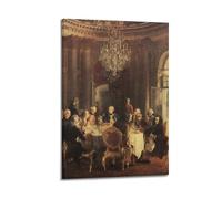 Adolph Von Menzel - Table ronde du roi Frédéric II à Sanssouci Voltaire (1849-5) - 17 x 22 cm - Impression d'art - 1 poster décoratif sur toile - Affiches murales et impression d'art - Lit familial