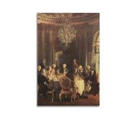 Adolph Von Menzel - Table ronde du roi Frédéric II à Sanssouci Voltaire (1849-5) - 17 x 22 cm - Impression d'art - 1 poster décoratif sur toile - Affiches murales et impression d'art - Lit familial