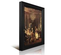 Adolph Von Menzel - Table ronde du roi Frédéric II à Sanssouci Voltaire (1849-5) - 17, X 22, Fine Art Print-1 Peinture décorative encadrée rétro et art imprimé d'art moderne pour chambre à coucher