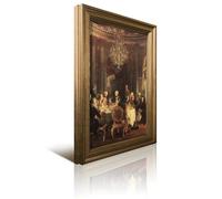 Adolph Von Menzel - Table ronde du roi Frédéric II à Sanssouci Voltaire (1849-5) - 17, X 22, Fine Art Print-1 Peinture décorative encadrée rétro et art imprimé d'art moderne pour chambre à coucher