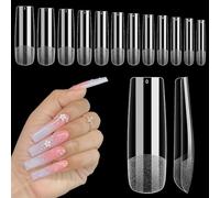 Adonafy Capsule Americaine Ongle Carrées: 240 Pièces Durable Couverture Complète Capsules Ongles pour Femme Filles - Longs Faux Ongles Gel pour Salons - 12 Tailles