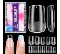 Adonafy Capsule Americaine Ongle Courts: 504 Pièces Ongles cercueil courts Ongle Pose Americaine pour débutants Salon Maison (Ongles carrés)