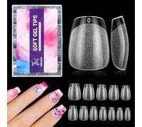 Adonafy Capsule Americaine Ongle Courts: 504 Pièces Ongles cercueil courts Ongle Pose Americaine pour débutants - 12 Tailles Extra Courts Capsules Ongles Gel X pour Salon Maison
