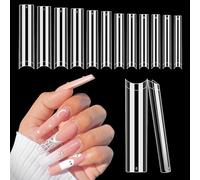 Adonafy Capsule Americaine Ongle Transparents: 504 Pièces No C Curve Capsules Ongles pour Femme - XXL Longs Demi-Couverture Faux Ongles Capsule pour Salons - 12 Tailles