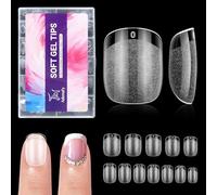 Adonafy Capsules Ongles Carrés Courts: 504 Pièces Semi-Mat Capsule Americaine Ongle pour Débutants - 12 Tailles Extra Courts Ongle Pose Americaine pour Manucure à Domicile Salon