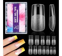Adonafy Faux Ongles Carrés Courts: 504 Pièces Semi-Mat Capsule Americaine Ongle pour Débutants - 12 Tailles Extra Courts Ongle Pose Americaine pour Manucure à Domicile Salon