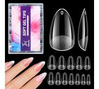 Adonafy Faux-ongles Courts en Amande: 504 Pièces Semi-mats Capsule Americaine Ongle pour Débutants - 12 Tailles Extra Courts Pilules Ongle Pose Americaine Pour Salon Maison