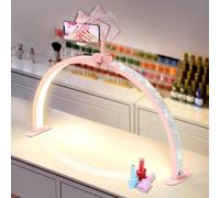 Adonafy Lampe Demi-lune pour Ongles: 29" Lampe Onglerie Table Demi Lune - 3 Modes de Couleur et 10 Niveaux de Luminosité Réglables pour Cils,Tatoue (Rose avec Diamant,Grand)