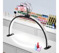 Adonafy Lampe Demi-lune pour Ongles: 29" Lampe Onglerie Table Demi Lune - 3 Modes de Couleur et 10 Niveaux de Luminosité Réglables pour Cils,Tatoue(Noir avec Diamant, Grand)