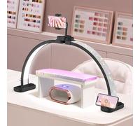 Adonafy Lampe Demi-lune pour Ongles: 30" Lampe Onglerie Table Demi Lune - 3 Modes de Couleur et 10 Niveaux de Luminosité Réglables pour Cils,Tatoue (Diamant, Noir)
