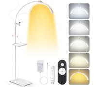 Adonafy Lampe Extension de Cils Professionnel: 18" Pliable Lampe Demi Lune Onglerie avec 5 Couleurs Intensité Variable & 360° Rotative pour Salon, Domicile, Blanc