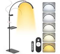 Adonafy Lampe Extension de Cils Professionnel: 18" Pliable Lampe Demi Lune Onglerie avec 5 Couleurs Intensité Variable & 360° Rotative pour Salon, Domicile, Noir