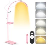 Adonafy Lampe Extension de Cils Professionnel: 18" Pliable Lampe Demi Lune Onglerie avec 5 Couleurs Intensité Variable & 360° Rotative pour Salon, Domicile, Rose