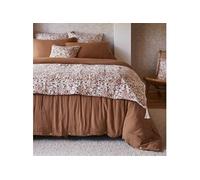 ADONIS - Chemin de Lit 90x200cm Gaze de Coton Blanc Imprimé Fleur Détail 4 Pompons -