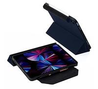 Adonit Étui à trois plis compatible avec iPad Pro 12,9" 2021 (5ème génération), support magnétique avec fermoir, mise en veille et réveil automatique, 2 recharges sans fil, porte-stylets, bleu