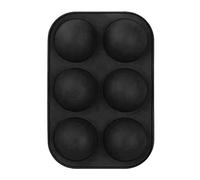 Adoorniequea Moule rond en silicone 6 trous demi-sphère anti-adhésif pour gâteau Noir