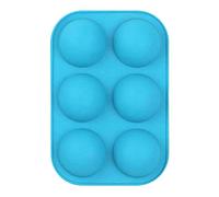 Adoorniequea Moule rond en silicone 6 trous demi-sphères antiadhésifs pour gâteau Bleu