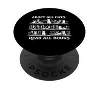 Adoptez Tous Les Chats Lisez Tous Les Livres Cat Lover Bookworm Reader PopSockets PopGrip Adhésif